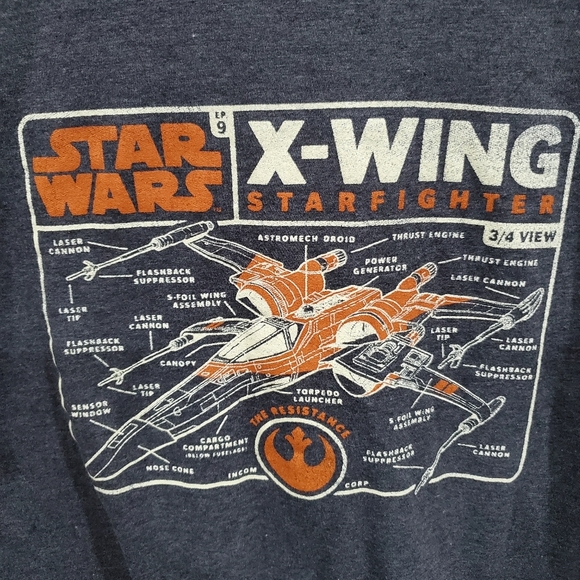 Star Wars X-Wing Starfighter Unisex Size M Graphic T-Shirt Gray T Shirt - Picture 3 of 6